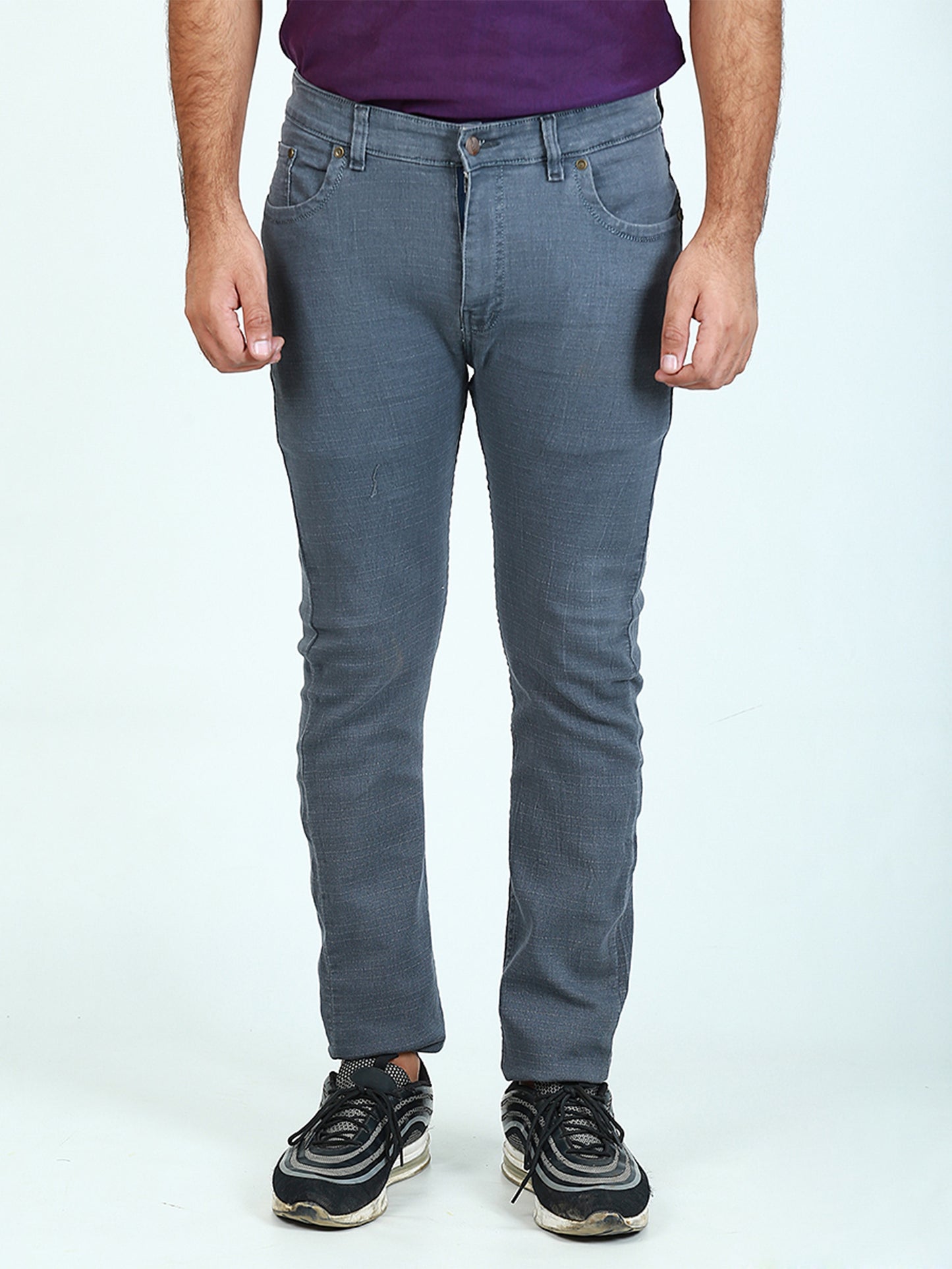 Grey Regular Fit Stretchable Jeans For Men MDJ23