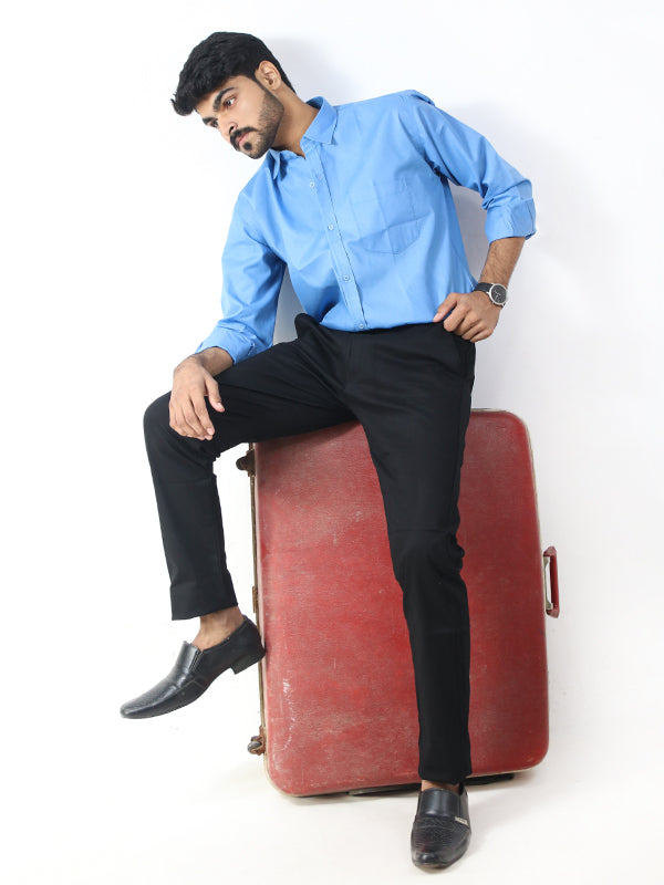 Men's Formal Dress Shirt Plain Blue