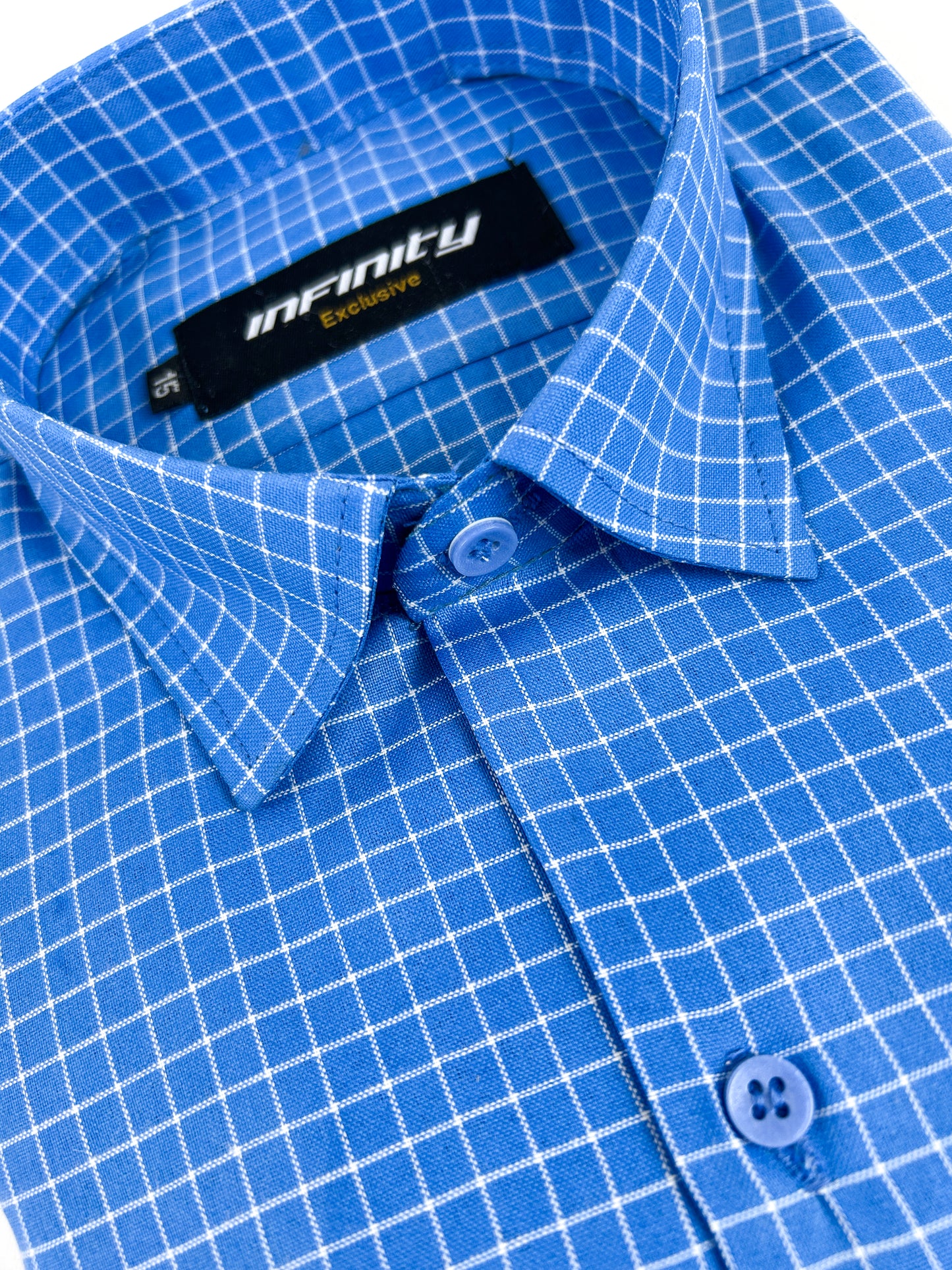 Blue Checks Formal Dress Shirt For Men's MFS300