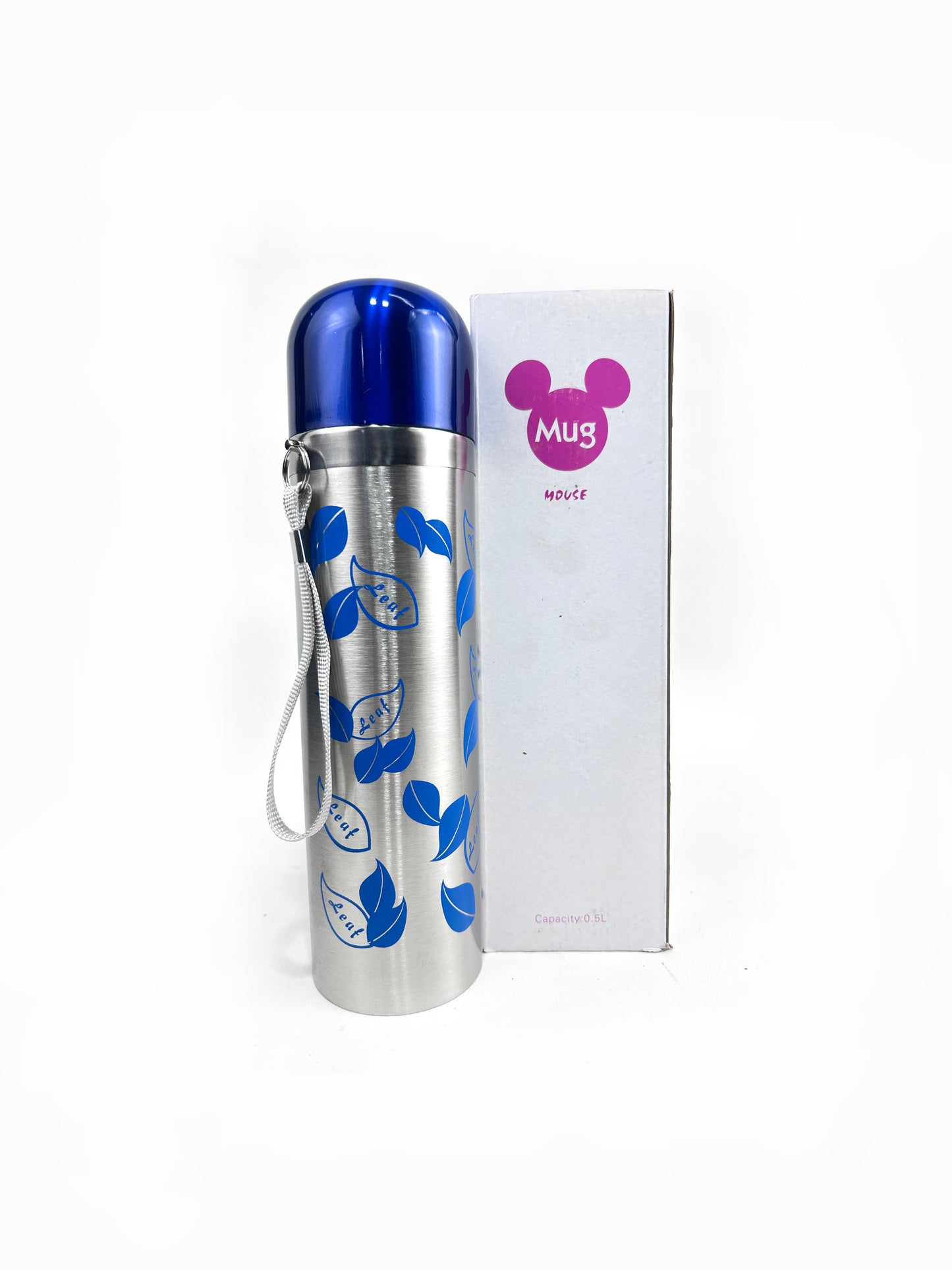 Blue Stainless Steel Leave Bottle 500 ML D-68