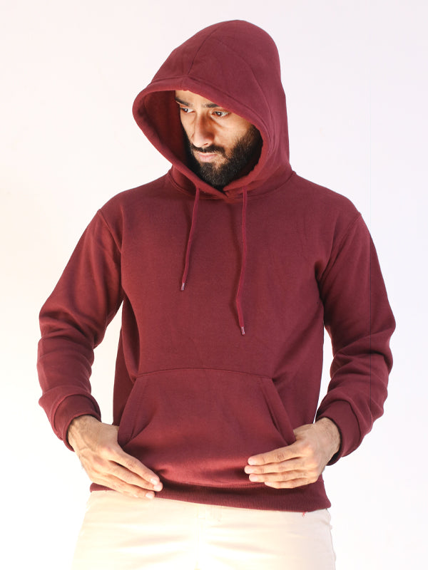 MM Unisex Plain Pullover Hoodie Maroon