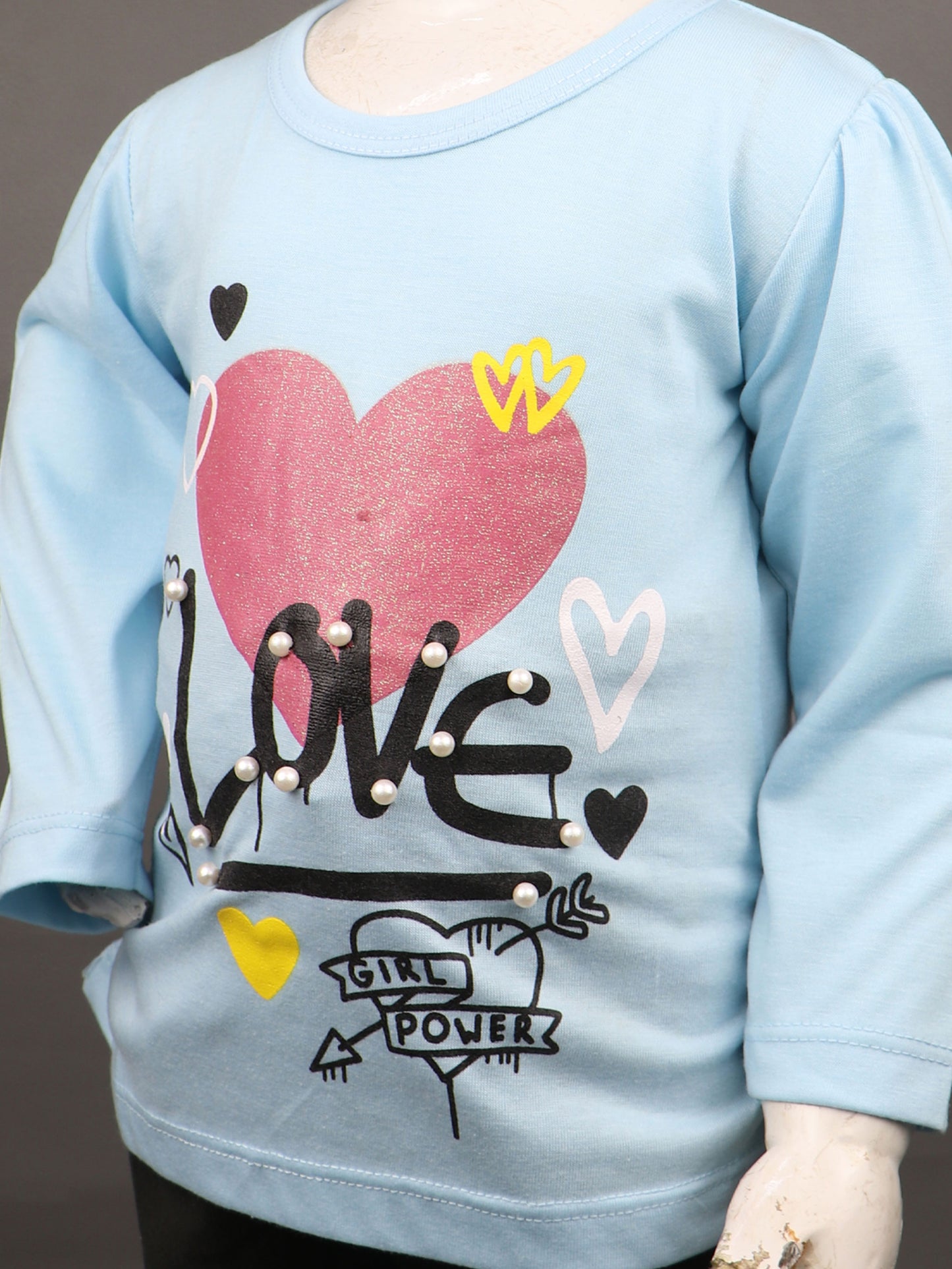 1Yrs - 7Yrs Love Light Blue T-Shirt For Girls TG GTS19