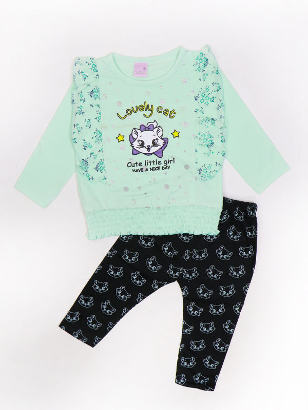 BG Girls Suit 1Yr - 4Yr Lovely Cat Light Green 515