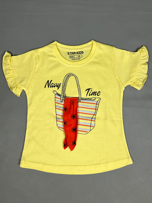 2.5Yrs - 7Yrs Time Light Yellow T-Shirt For Girls SK GTS36