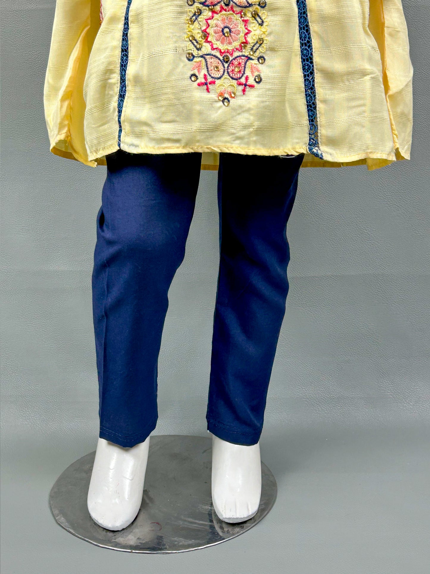 2Yr - 8Yrs Light Yellow Embroidered Suit For Girls RZ GS199