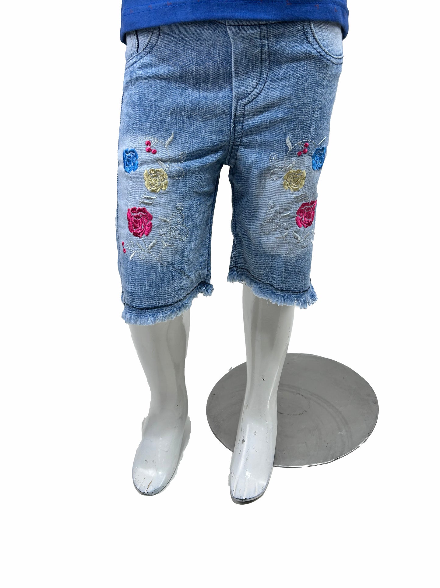 1.5Yrs - 4Yrs Stretchable Flower Light Blue Denim Jeans For Girls GJ27
