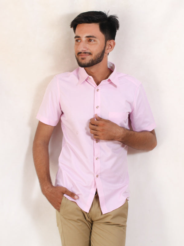 MFS46 Men's Formal Dress Shirt Pink Textured