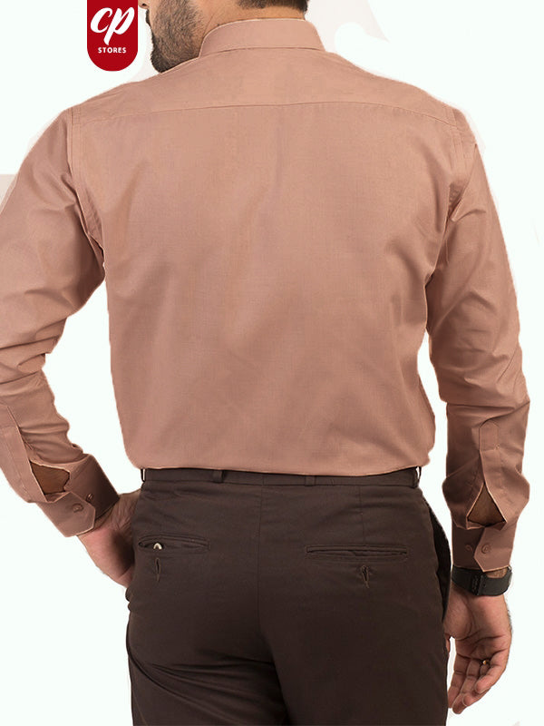 AZ Men's Formal Dress Shirt Plain Ligth Brown