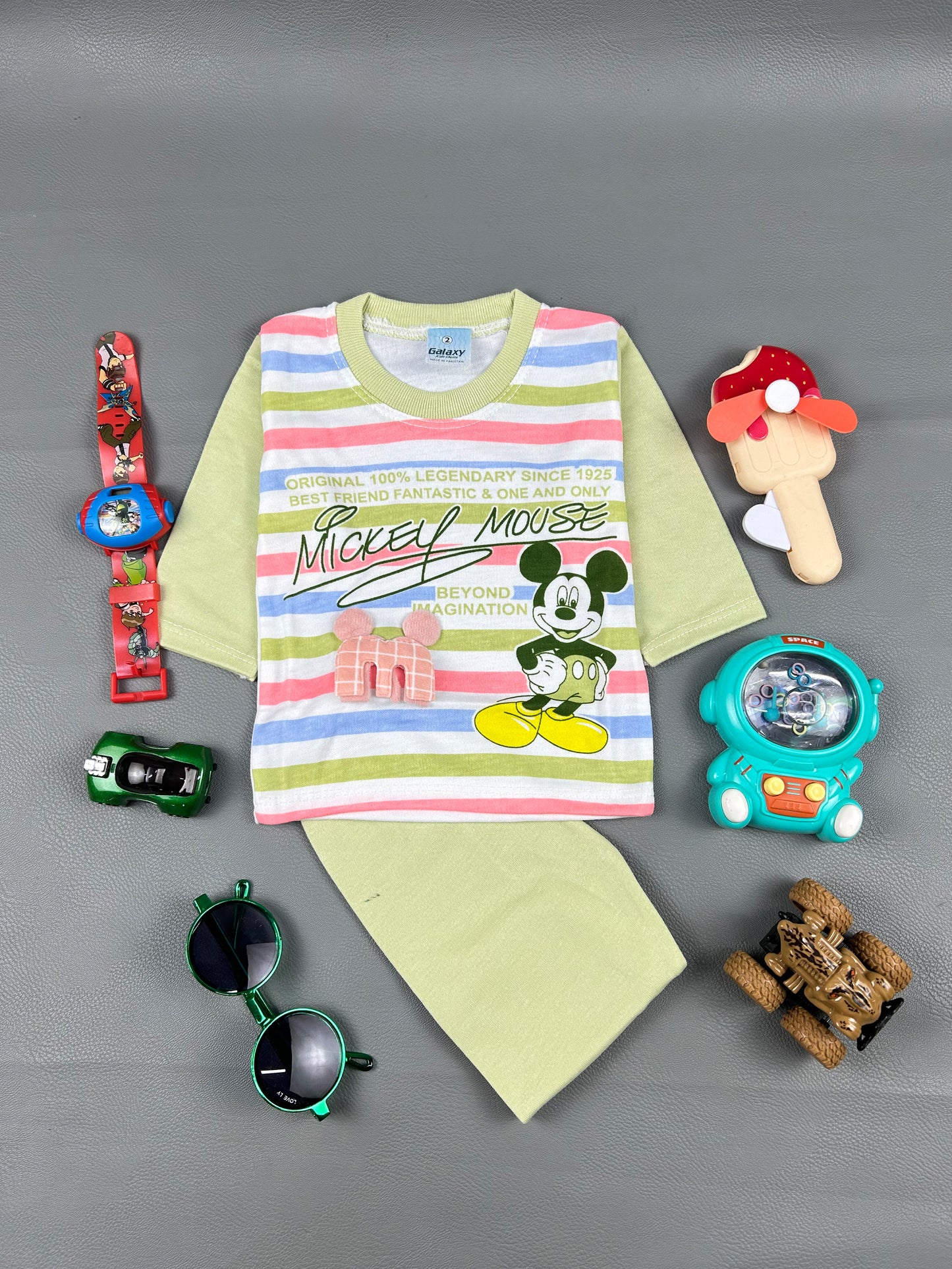 3Mth - 9Mth Light Green Mickey Suit For Newborns HG NBS188
