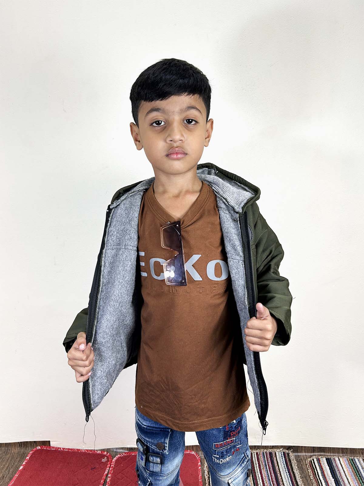 1Yrs - 10Yrs Green Hooded Jacket For Kids KJ51