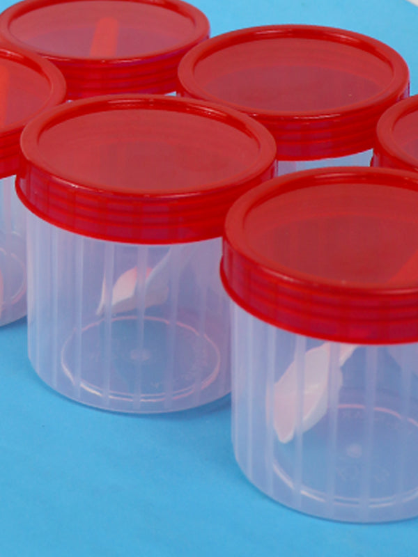 Pack of 6 Kitchen Jars with Lid & Spoons Red