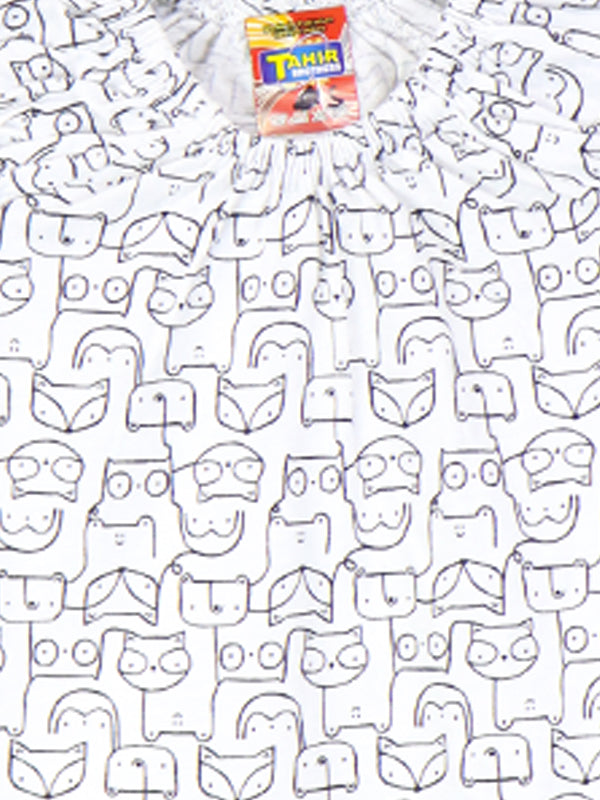 TB Girls Frock T-Shirt 1 Yrs - 5 Yrs Doodles White