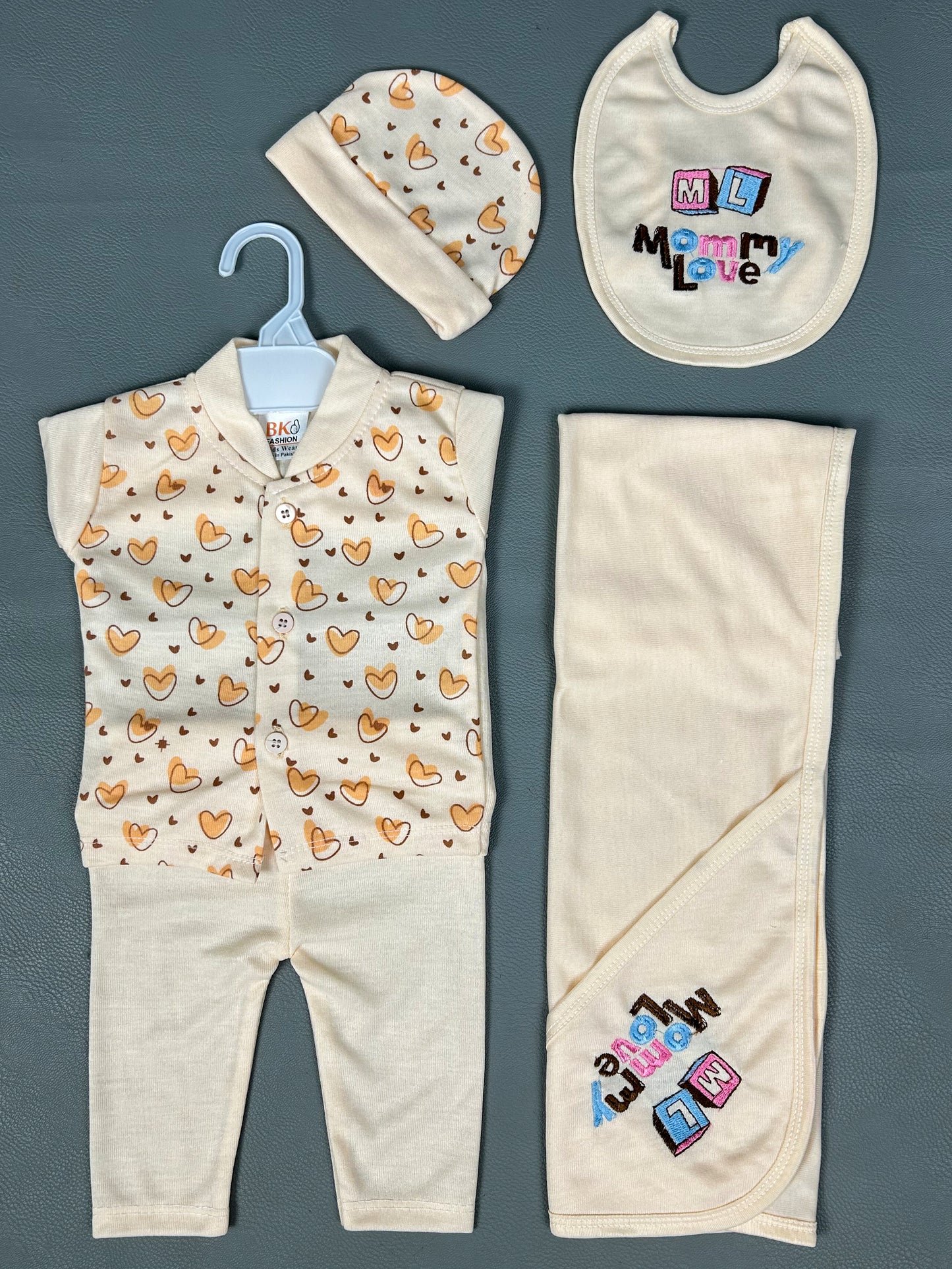 0Mth - 3Mth Mommy Light Peach 5Pcs Gift Set For Newborn HG NBGS164