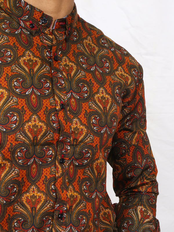 UM Men's Printed Casual Shirt Paisley Pattern