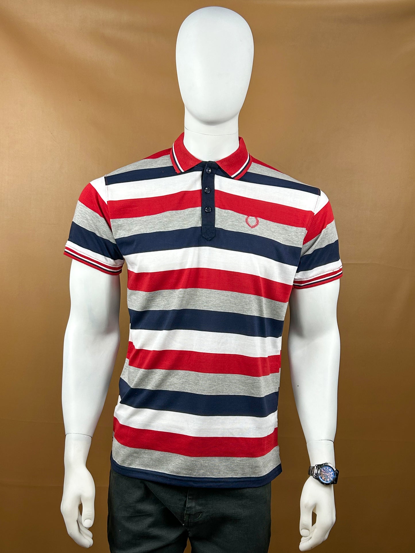 Red Striped Polo T-Shirt For Men MTS122