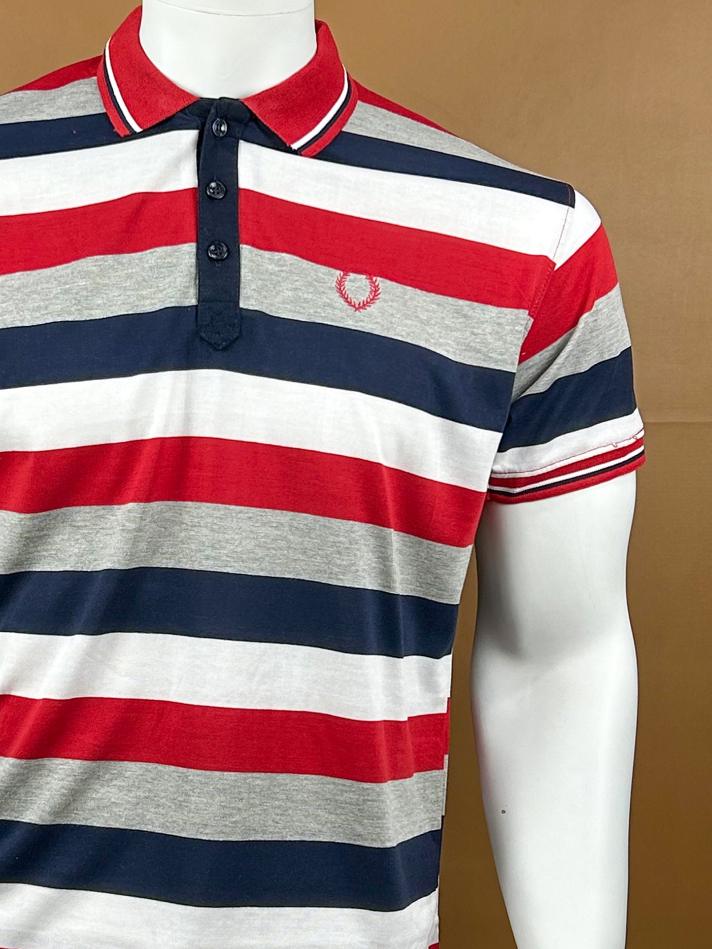Red Striped Polo T-Shirt For Men MTS122
