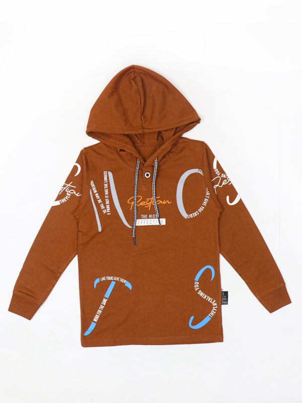 ATT Boys Hooded T-Shirt 5 Yrs - 10 Yrs Effective Brown