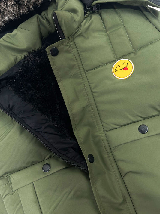 5Yrs - 10Yrs Kids Quilted Hooded Puffer Jacket Sage Green KJ58