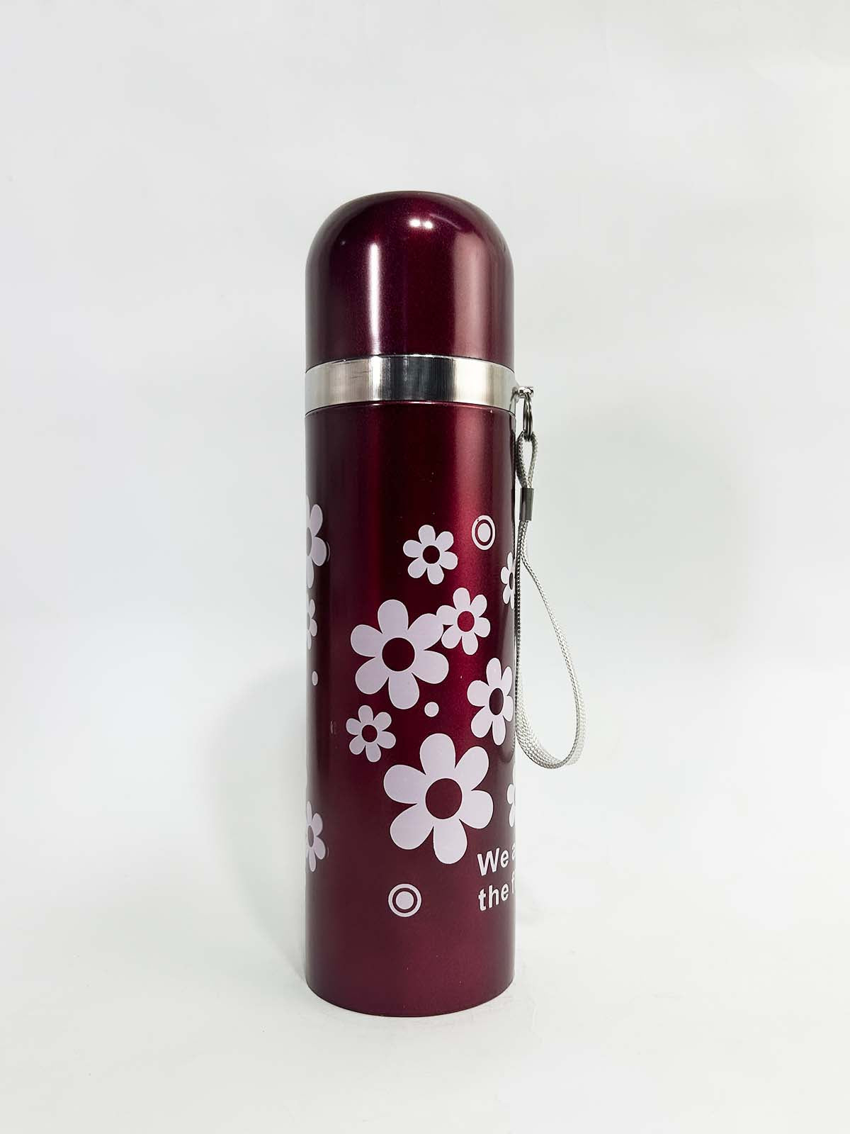 Floral Maroon Stainless Steel Bottle 500ML D-59
