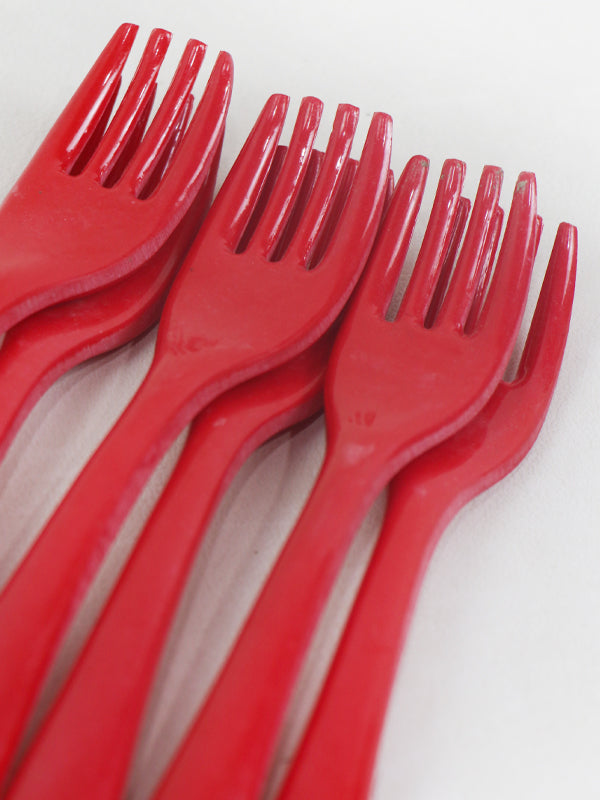 Pack of 6 Melamine Forks Red