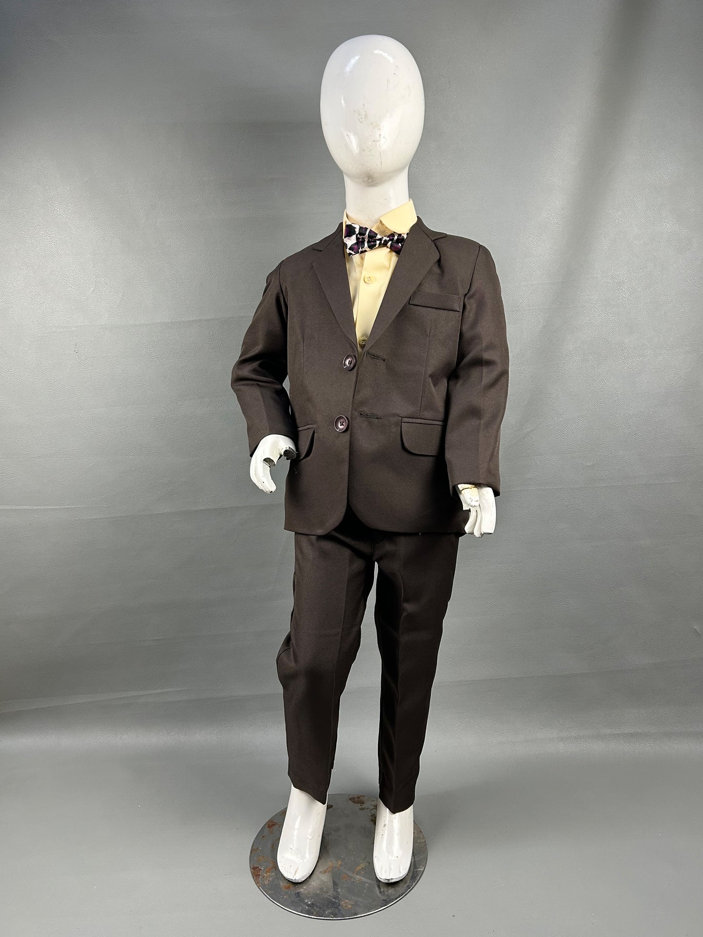 3Yrs - 8Yrs Dark Brown 4Pcs Coat Pant Suit for Boys BCP14