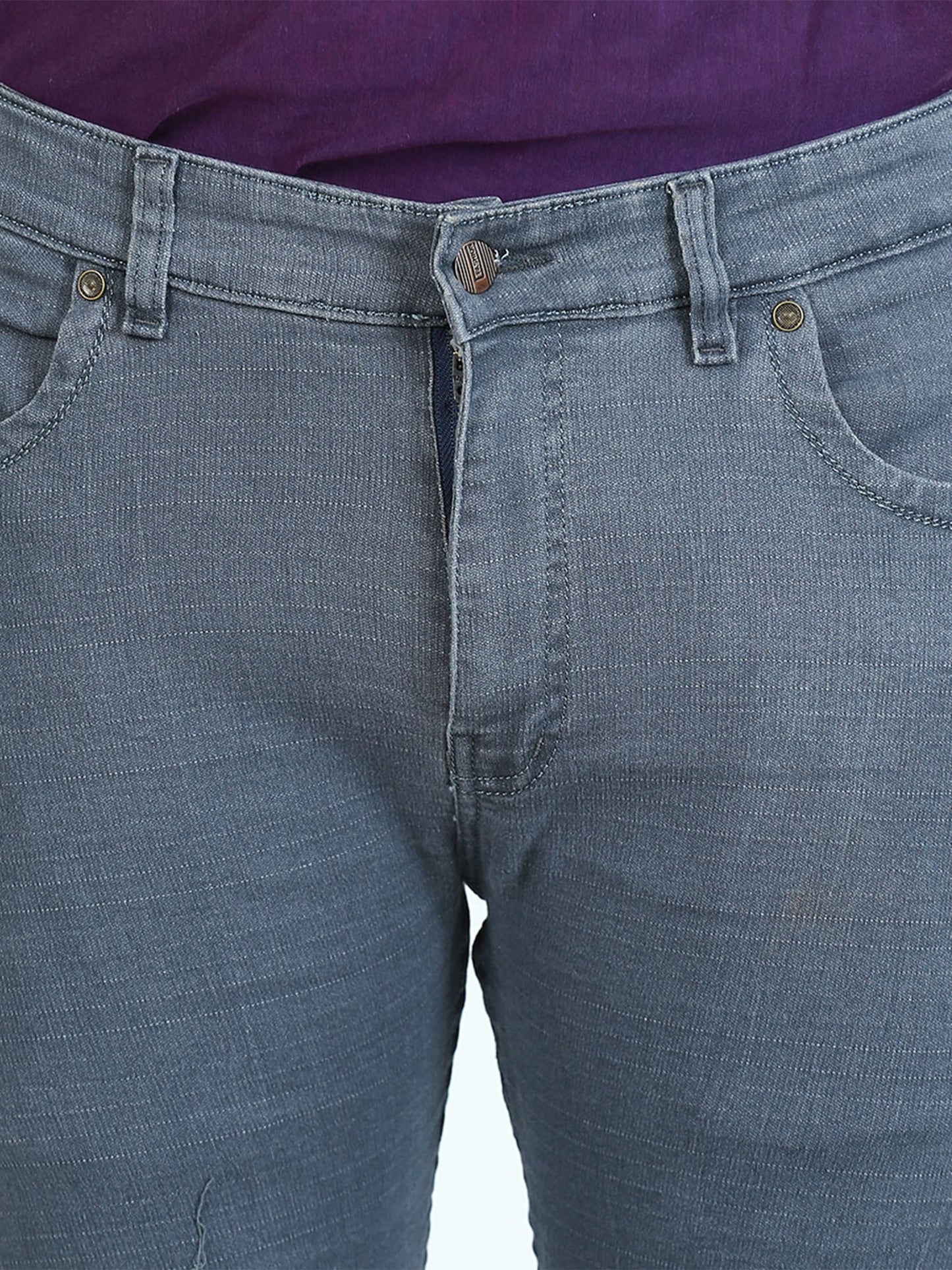 Grey Regular Fit Stretchable Jeans For Men MDJ23