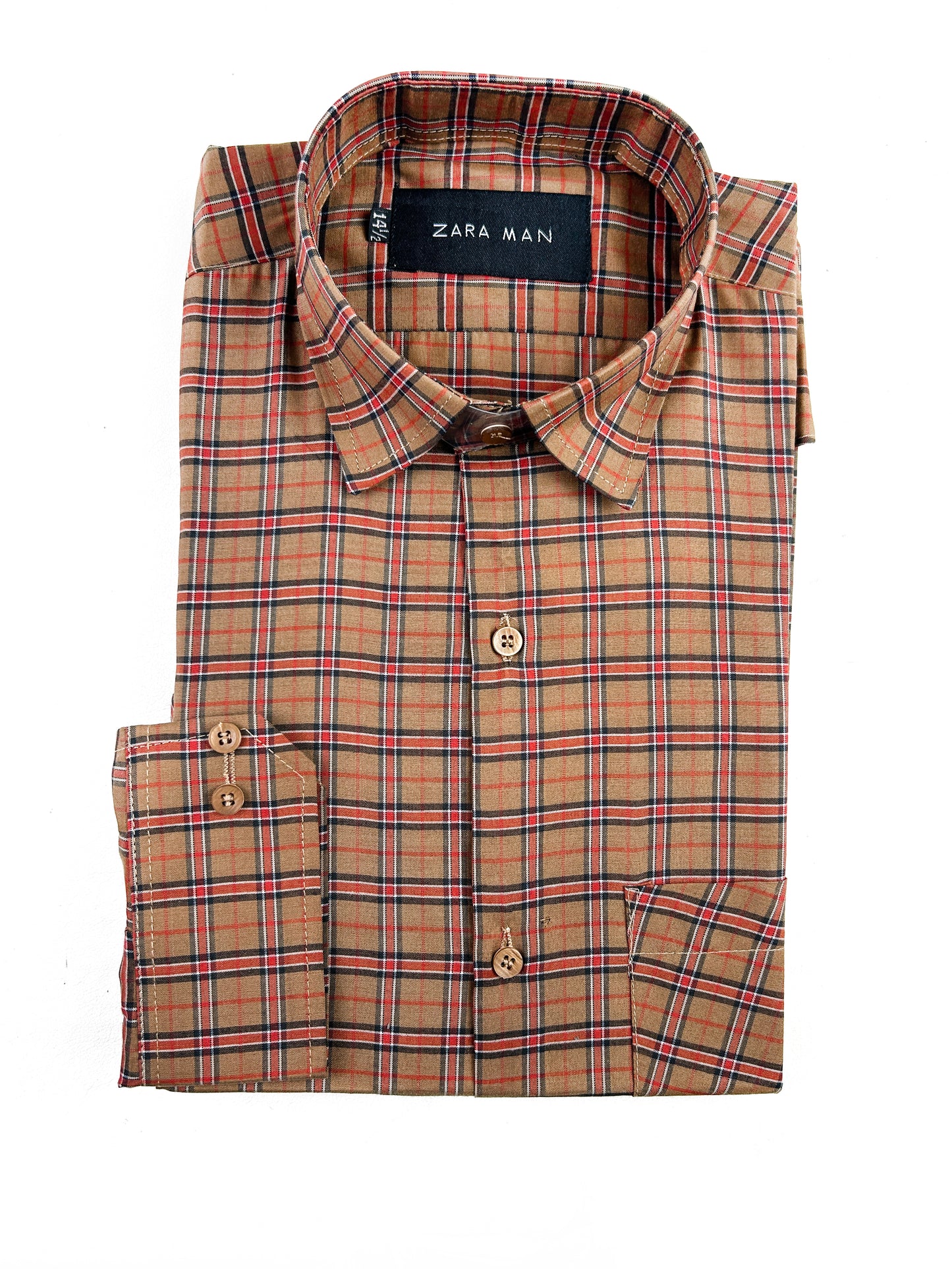 Brown Checks Formal Dress Shirt For Men MFS318