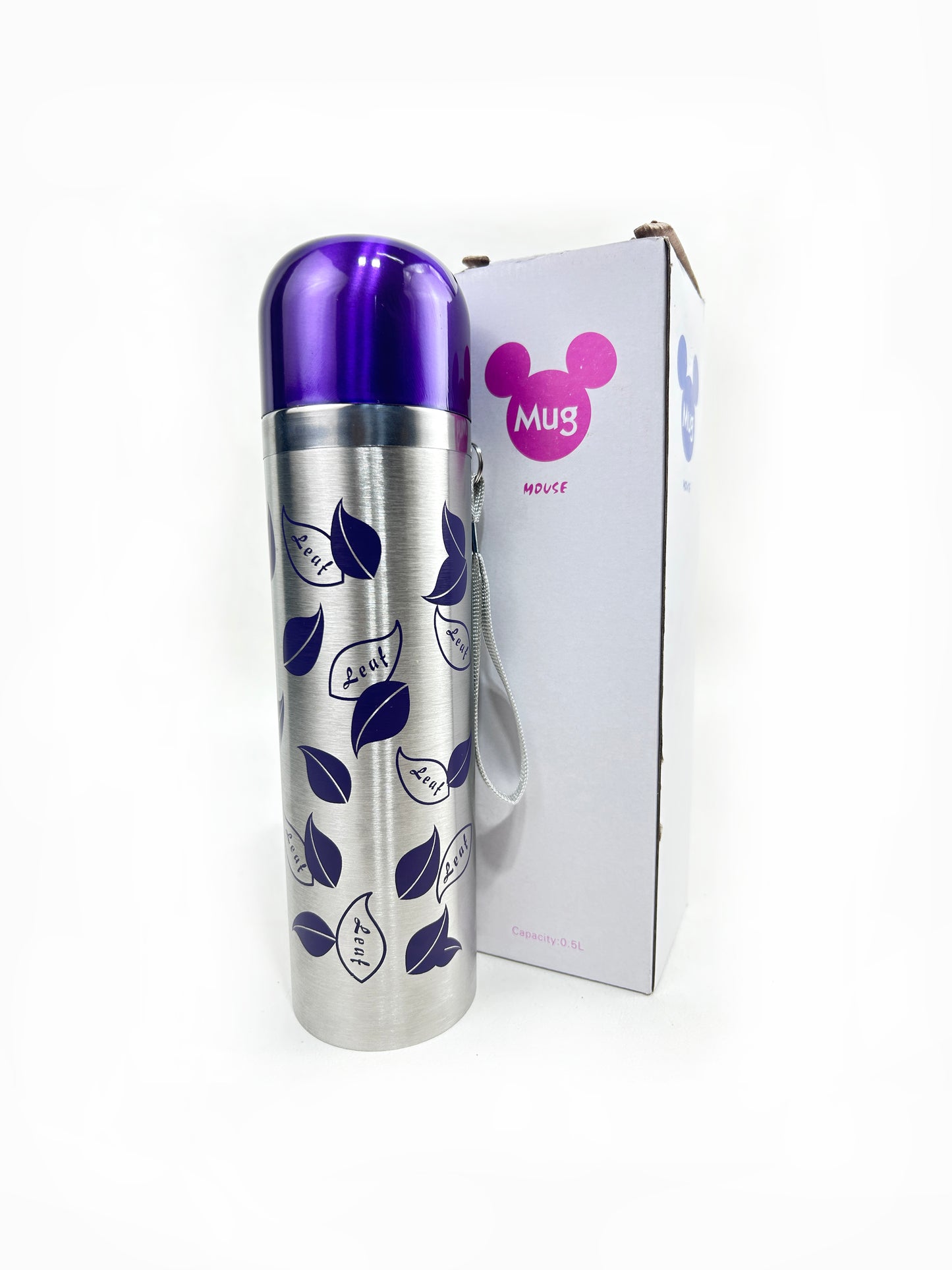Purple Stainless Steel Leave Bottle 500 ML D-69