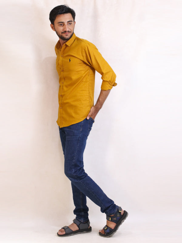 Men's Chambray Casual Shirt Mustard