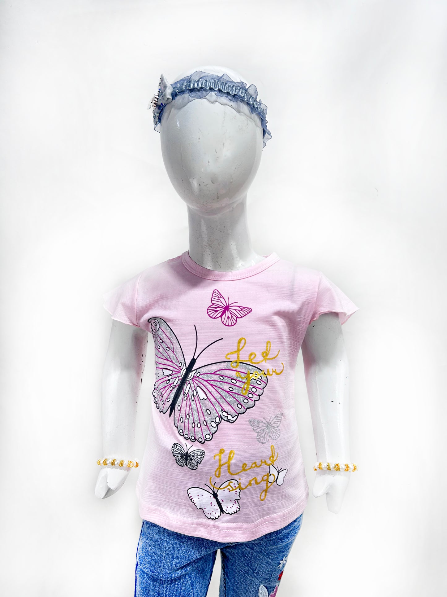 2.5Yrs - 7Yrs SK Betterfly Light Pink T-Shirt For Girls GTS66