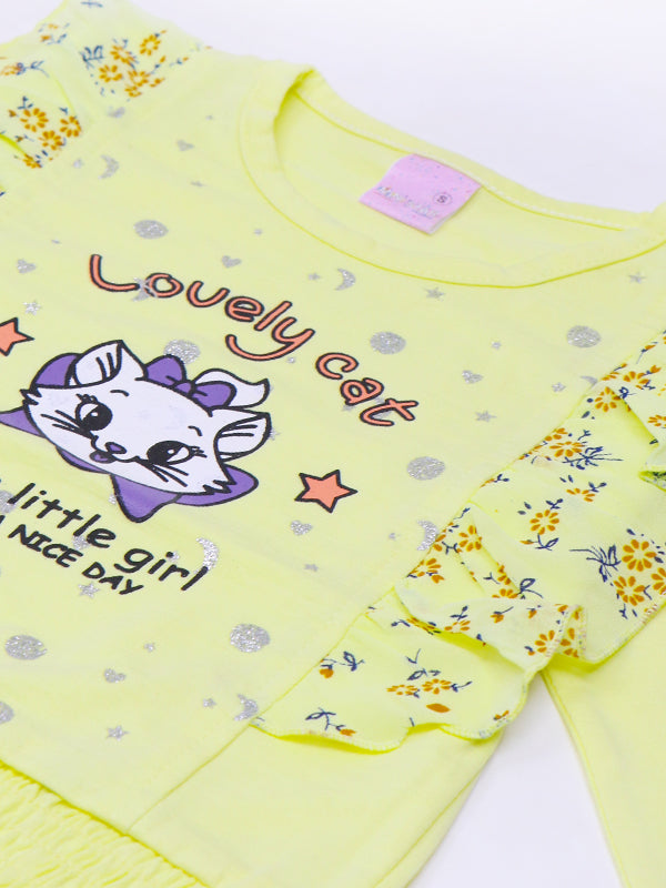 BG Girls Suit 1Yr - 4Yr Lovely Cat Light Yellow 515