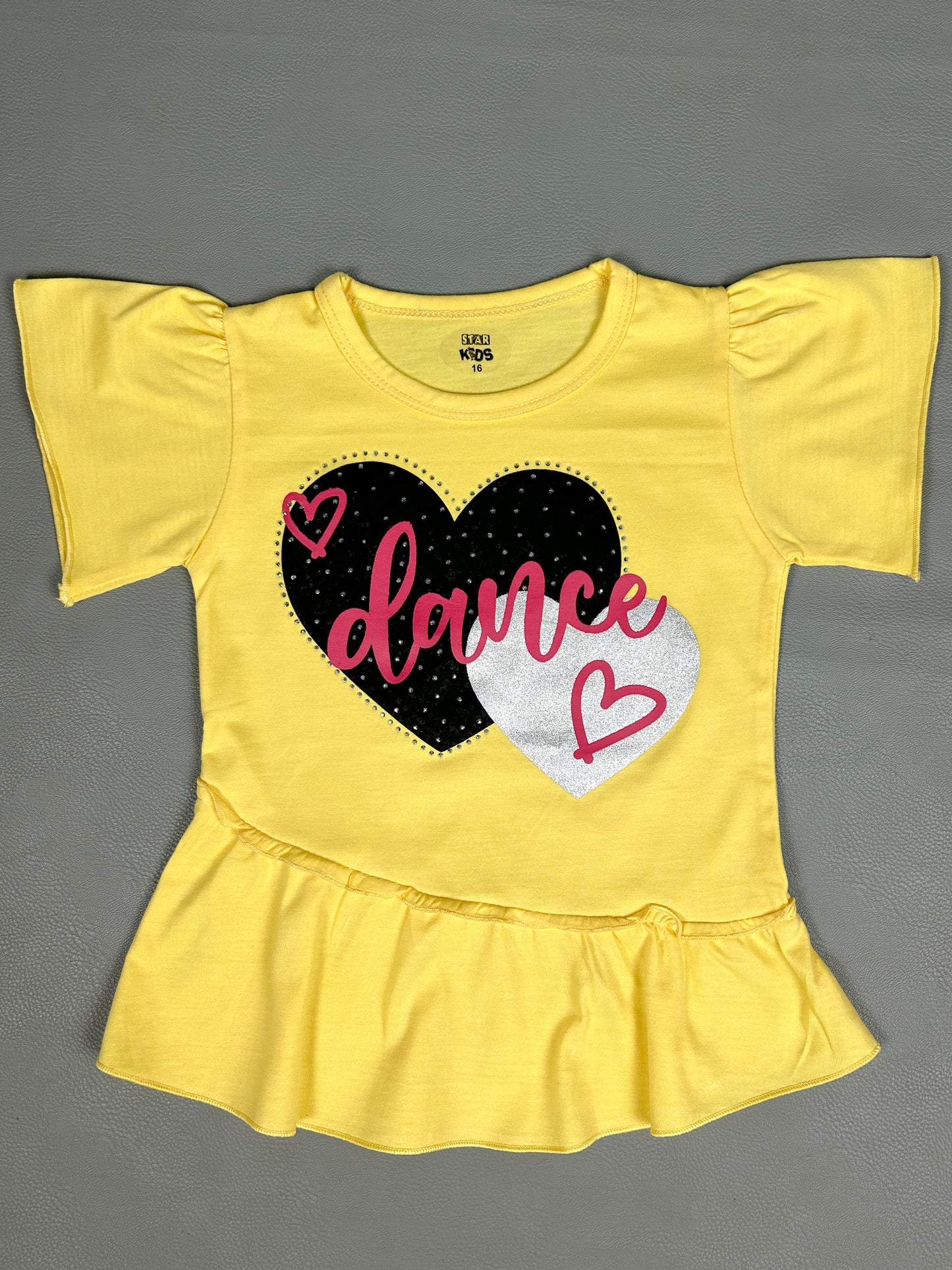2.5Yrs - 7Yrs Dance Bright Yellow T-Shirt For Girls SK GTS43