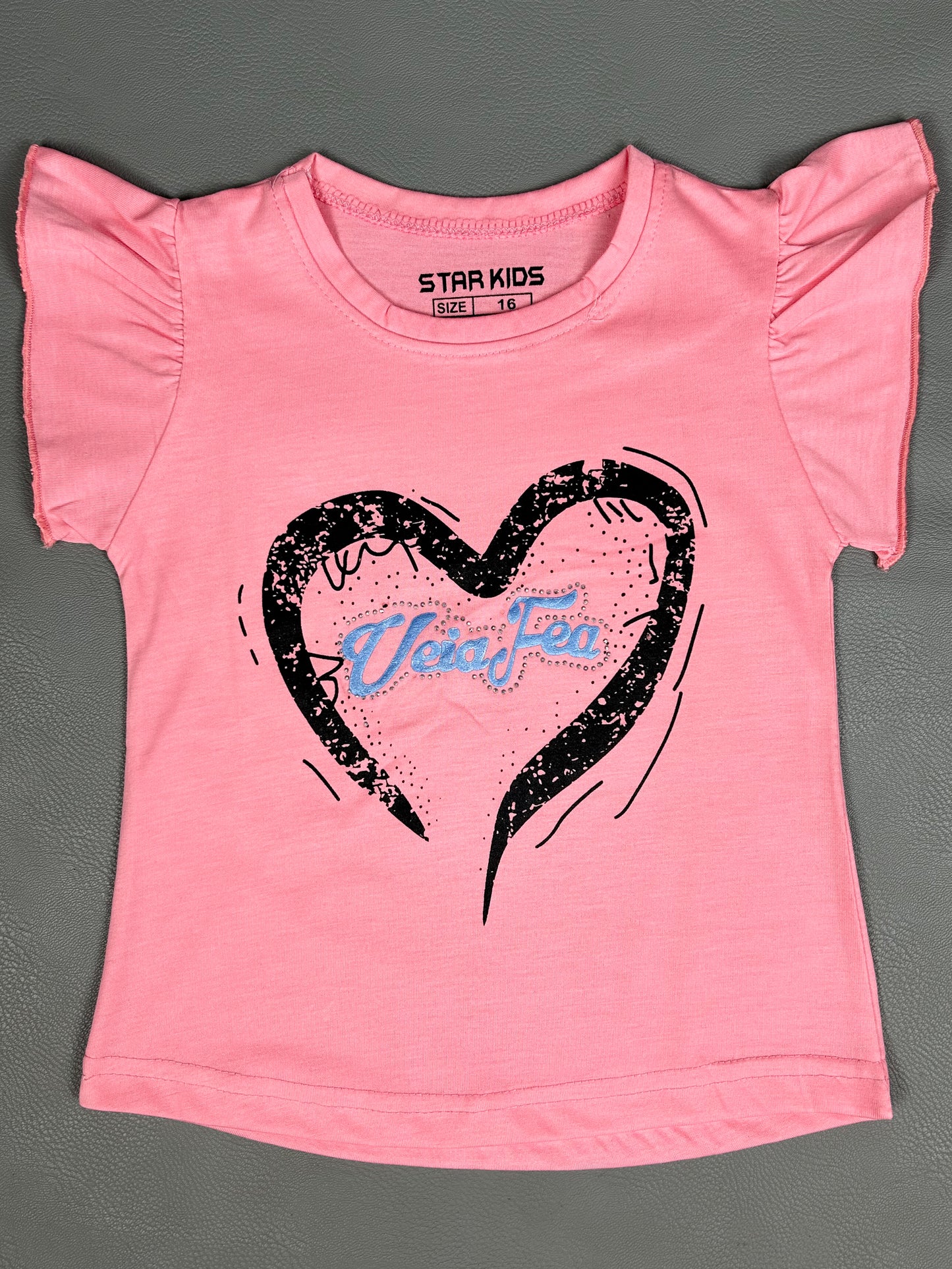 2.5Yrs - 7Yrs Heart Light Pink T-Shirt For Girls SK GTS46