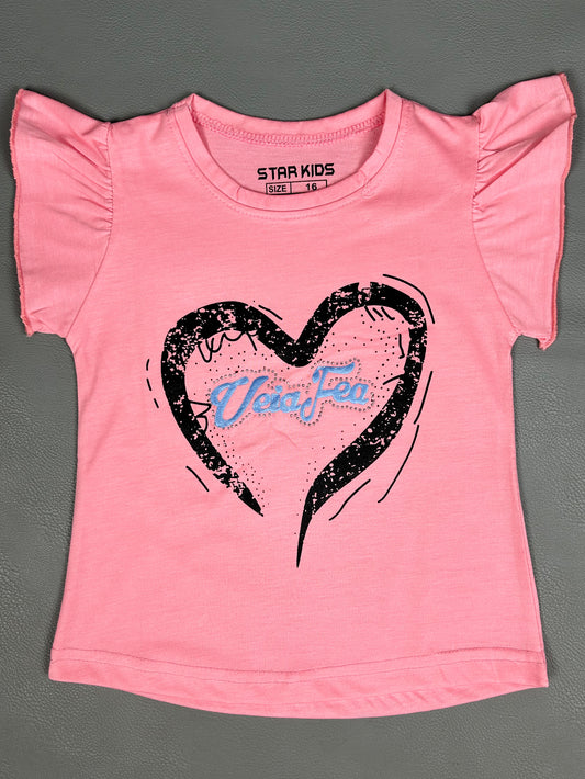 2.5Yrs - 7Yrs Heart Light Pink T-Shirt For Girls SK GTS46