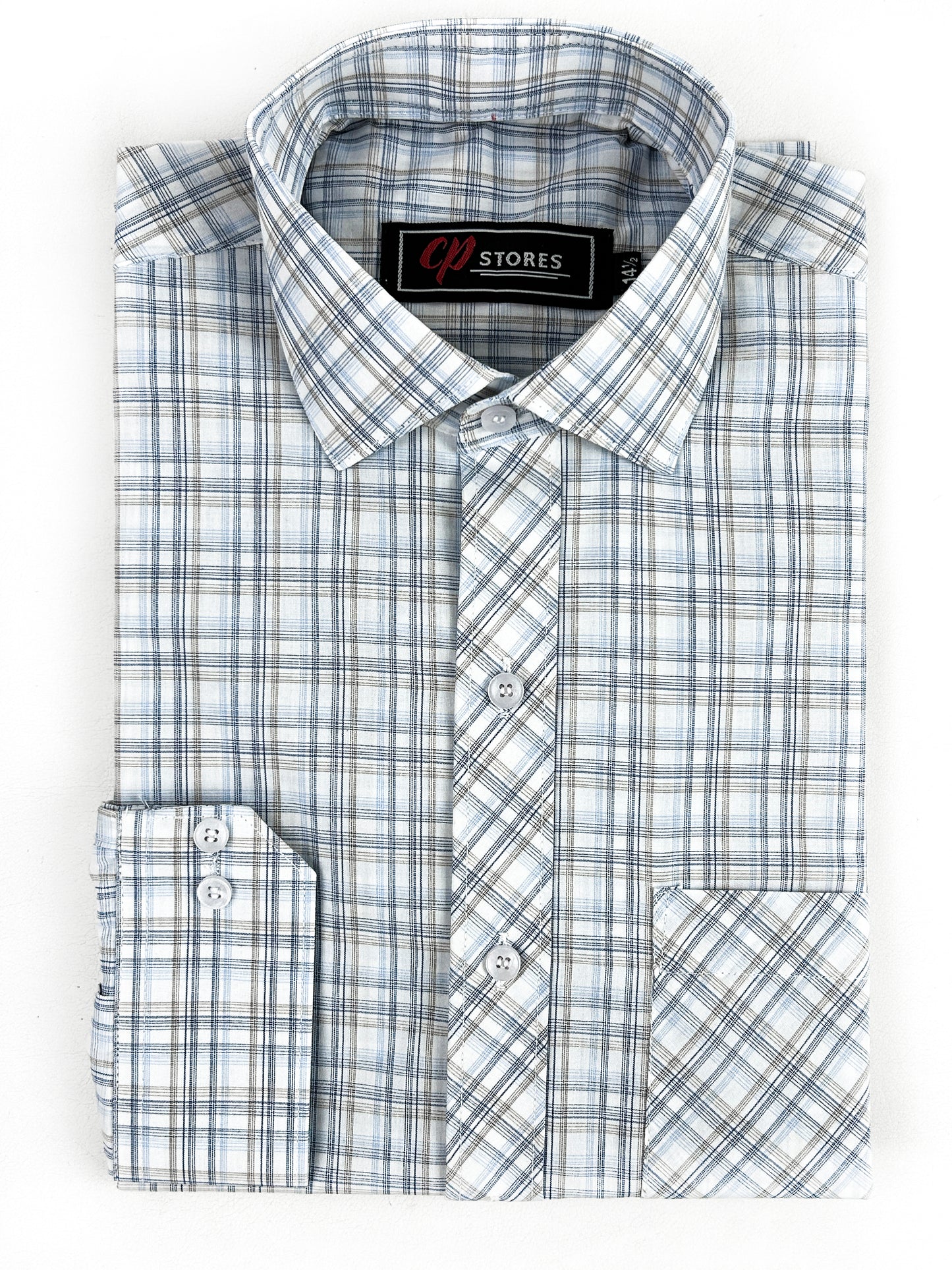 Blue Line Checks Formal Dress Shirt For Men MFS307