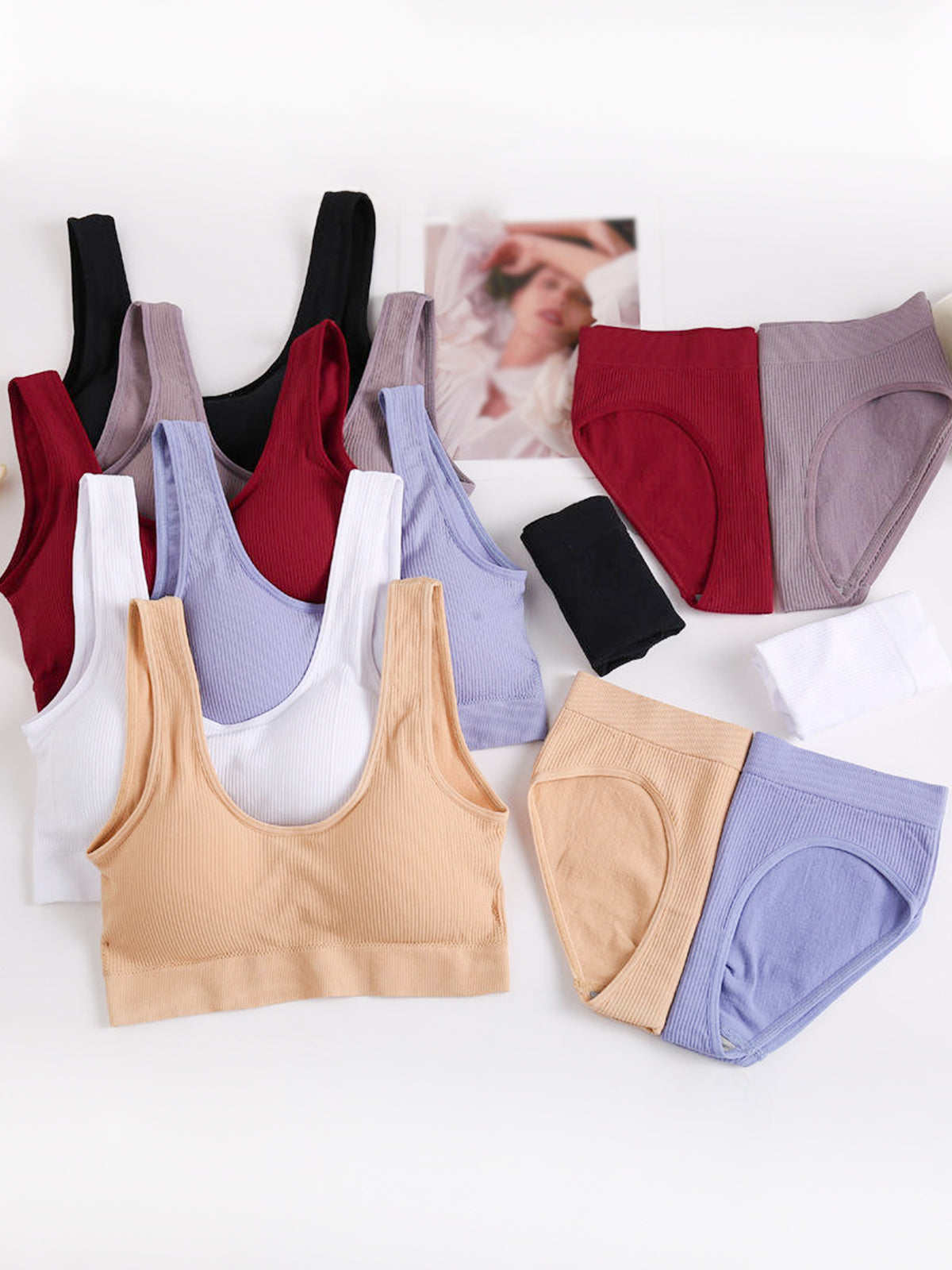 Seamless Beige Padded Bra Panty Lingerie Set for Girls and Women LB49