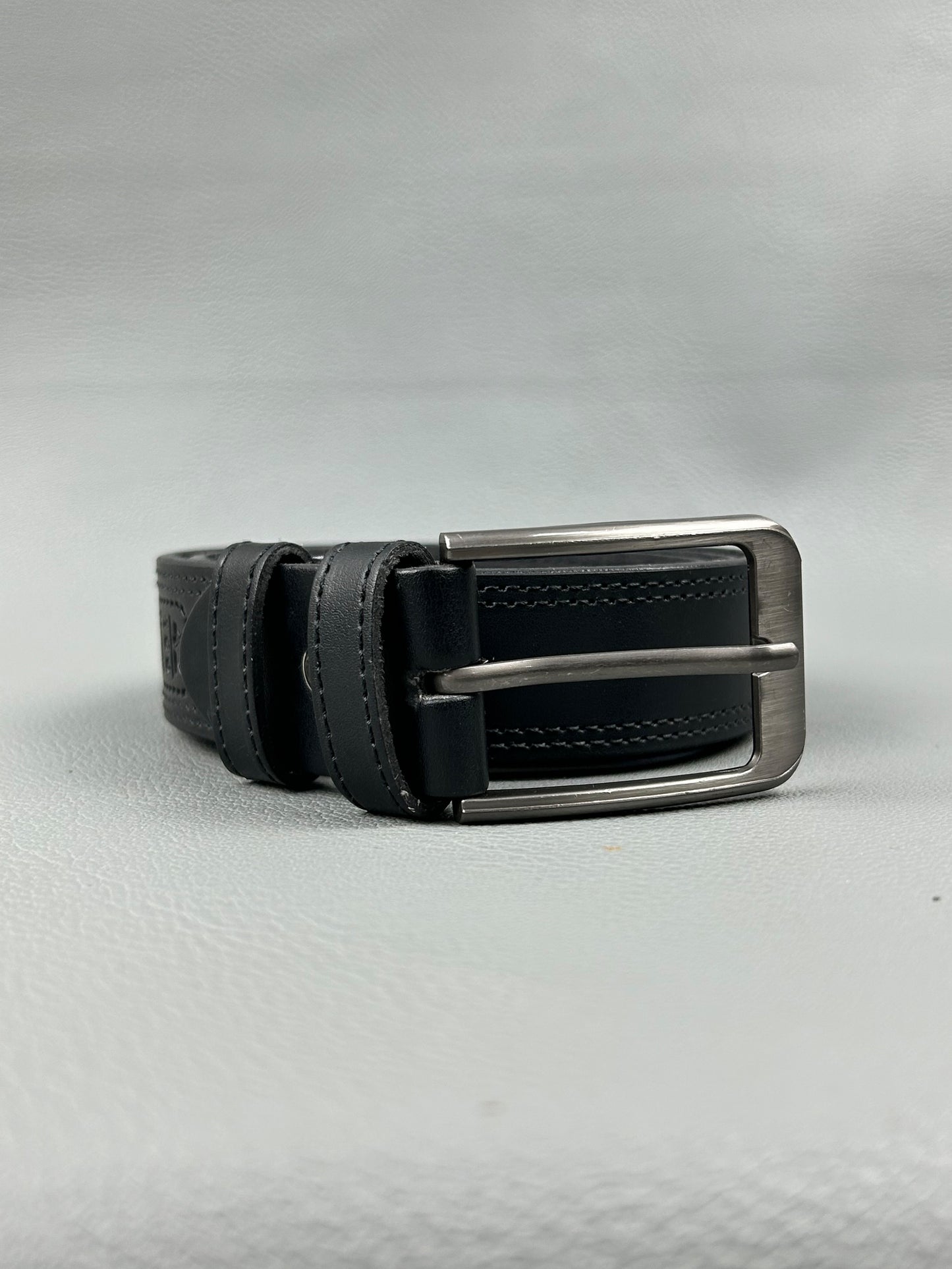 Black Faux Leather Belt For Men MB27