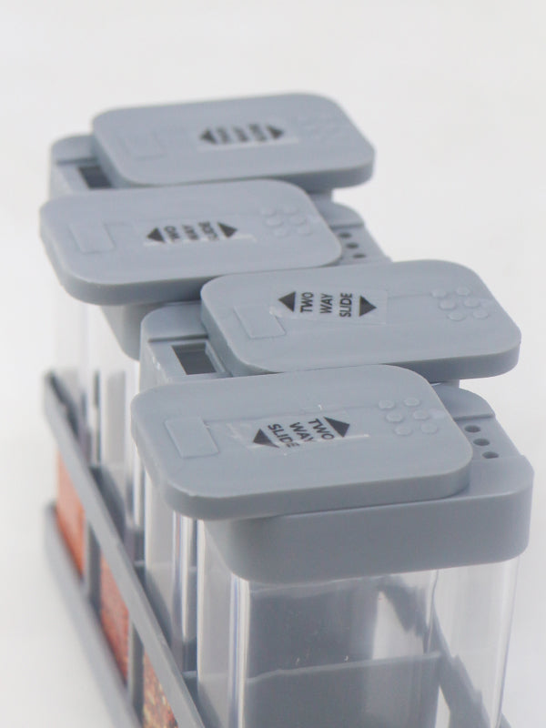 Novel Herb and Spice Rack with 4 Plastic Jar Bottles Grey