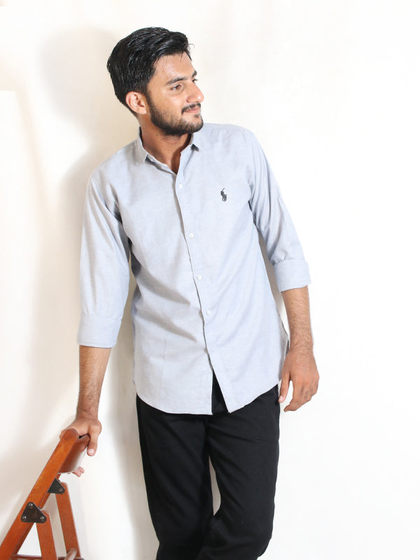 Men's Chambray Casual Shirt Light Blue