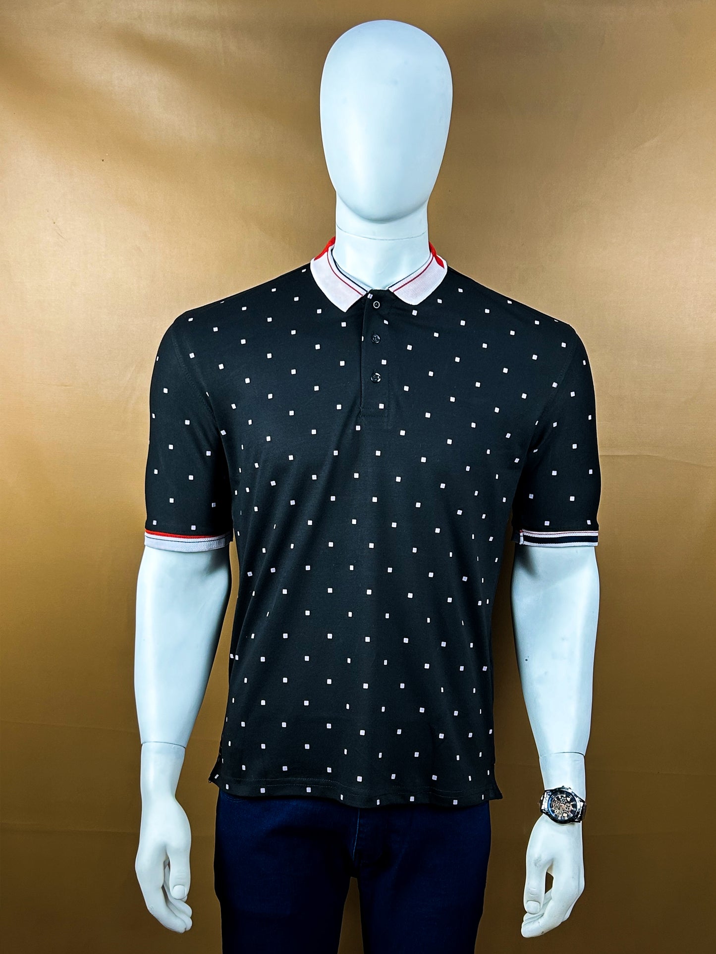 Black Plain Polo T-Shirt For Men MTS184