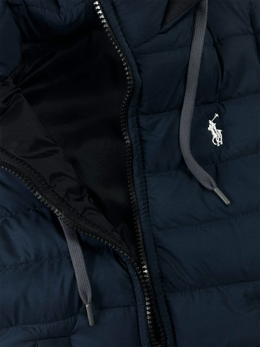 3Yrs - 10Yrs Boys Navy Blue Sleeveless Hooded Puffer Jacket KJ60