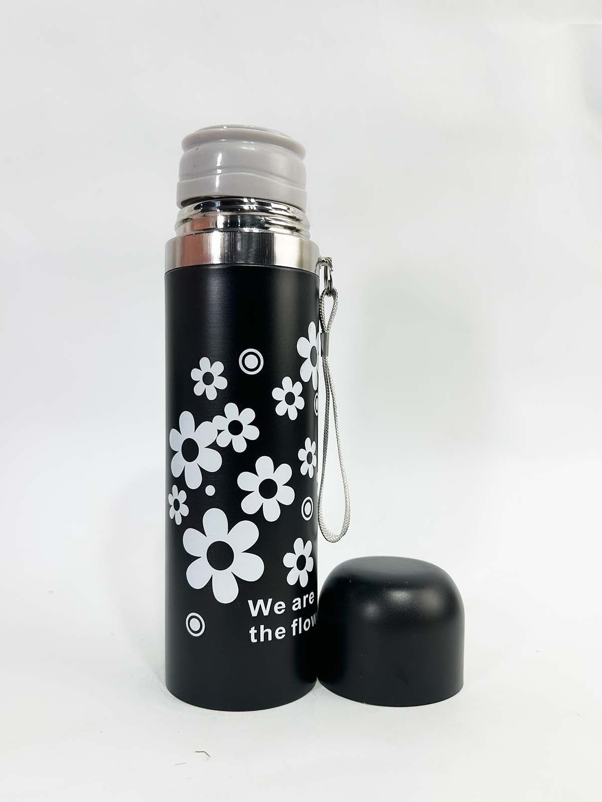 Floral Black Stainless Steel Bottle 500ML D-61