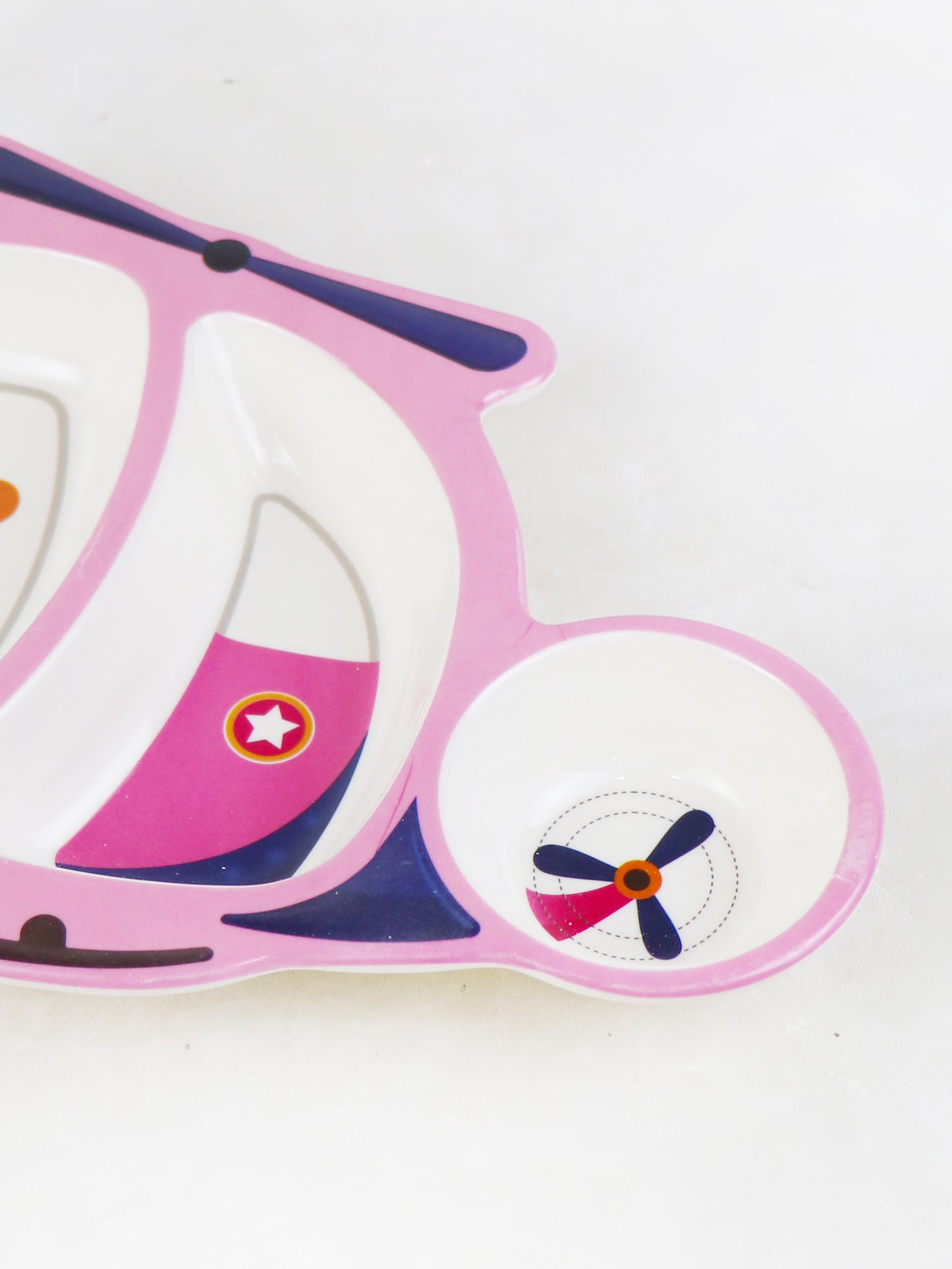 Helicopter Shaped 3-Compartment Melamine Tray Pink