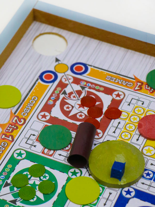 2 in 1 LUDO + Carrom Board 12" x 12"