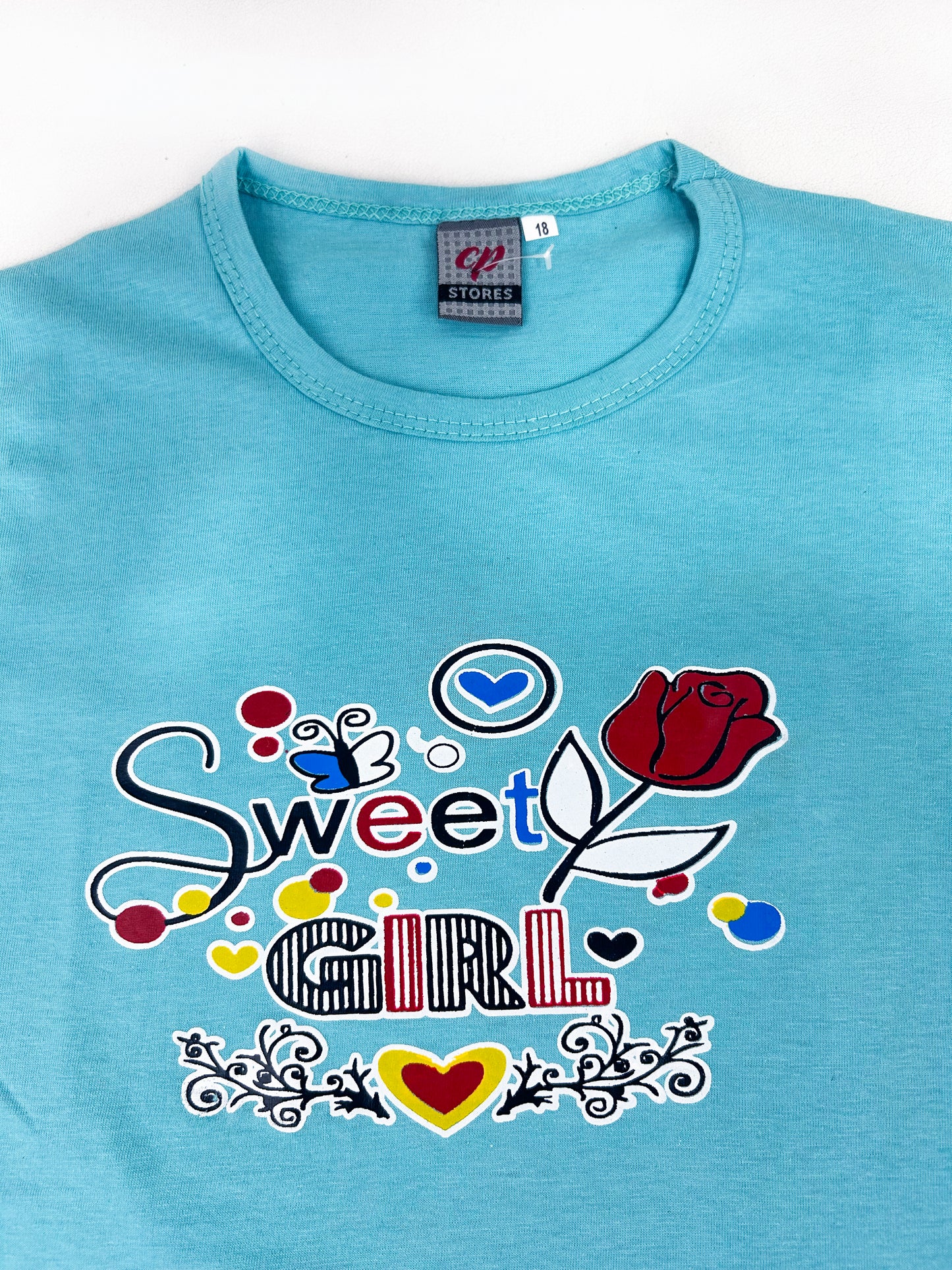 3Yrs - 7Yrs MZ Sea Blue T-Shirt For Girls GTS77