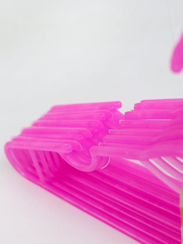 Plastic Clothes Hanger With Tie Rank Pack of 10 Pink