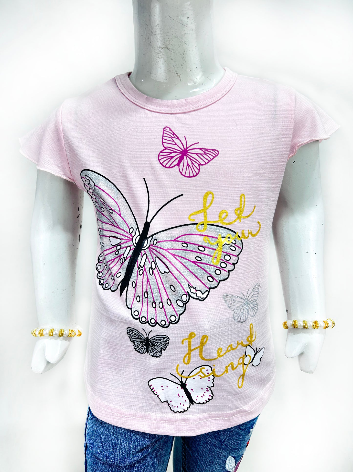2.5Yrs - 7Yrs SK Betterfly Light Pink T-Shirt For Girls GTS66