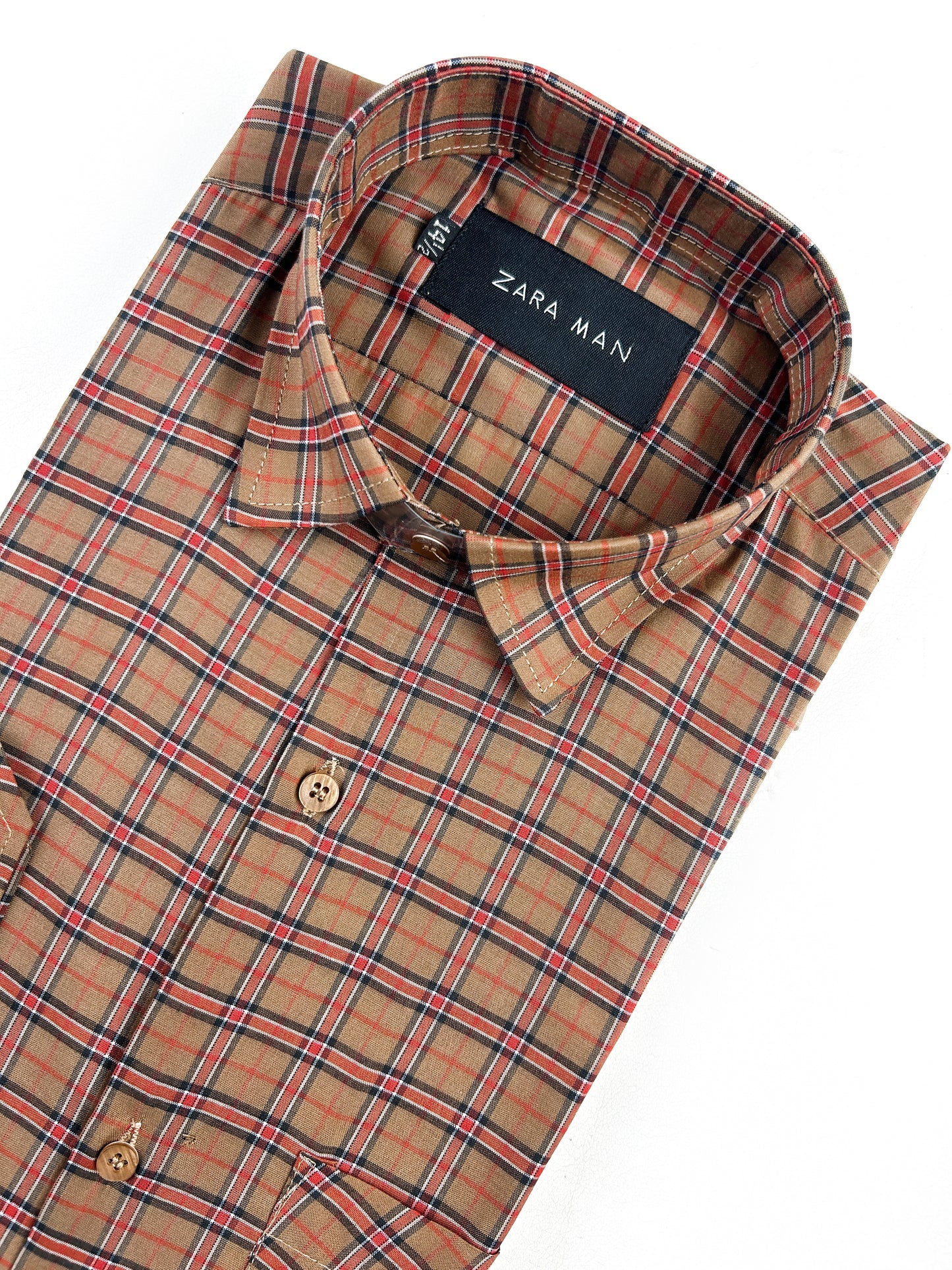 Brown Checks Formal Dress Shirt For Men MFS318