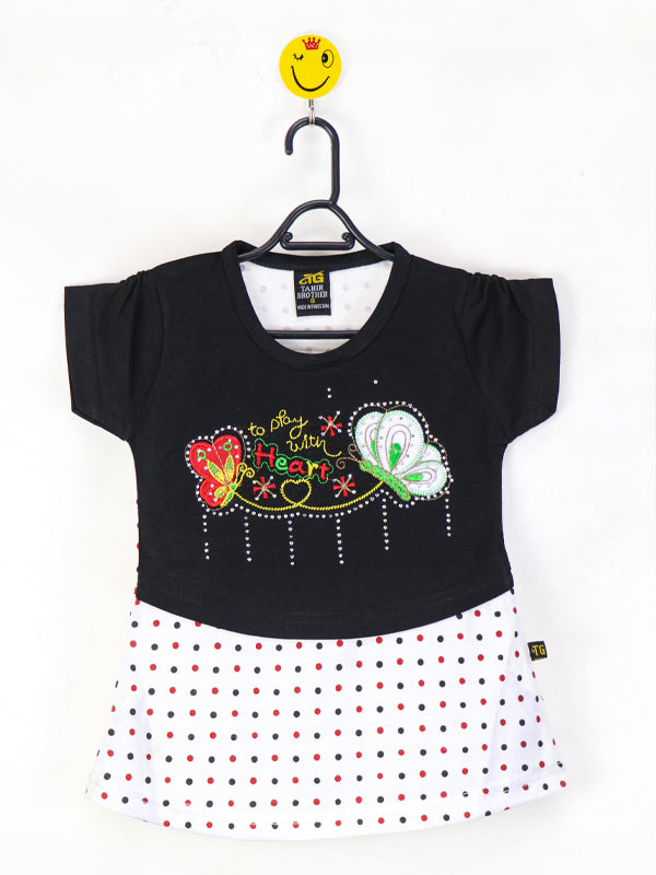 TB Girls T-Shirt 2.5 Yrs - 7 Yrs Play with Heart Black