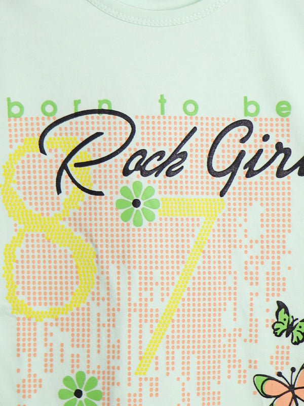 GTS09 MM Half Sleeves Girls T-Shirt 4Yrs - 7Yrs Green 87